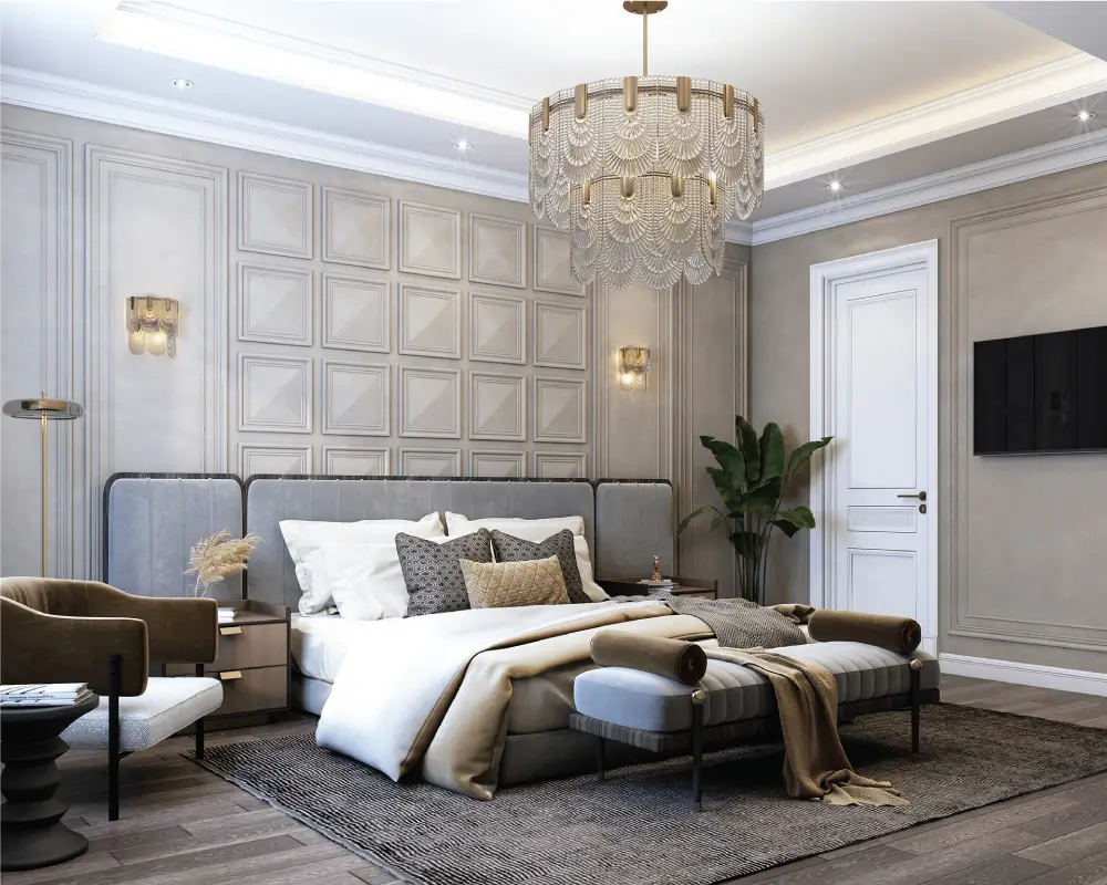 Mẫu thiết kế nội thất phòng ngủ tân cổ điển