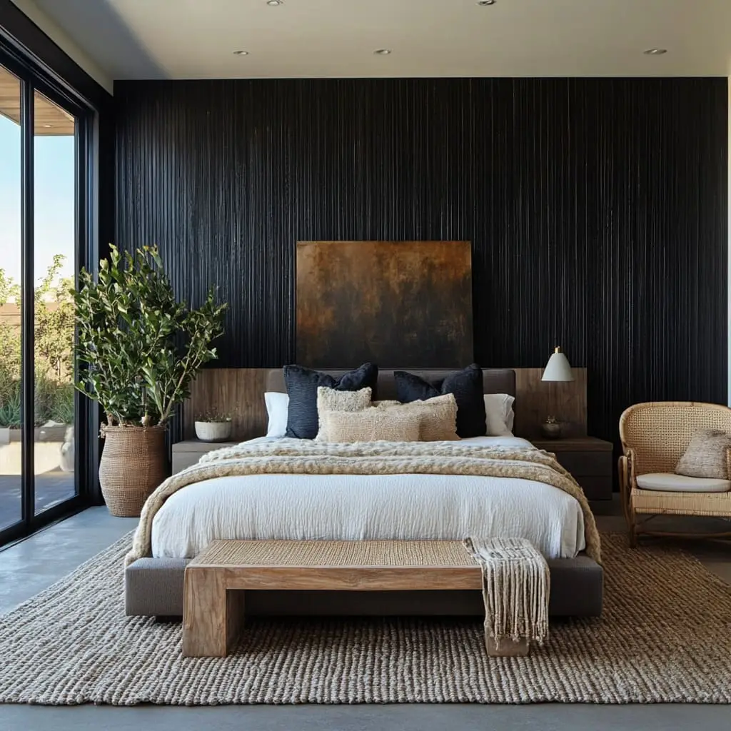 thiết kế nội thất phòng ngủ chất liệu gần gũi