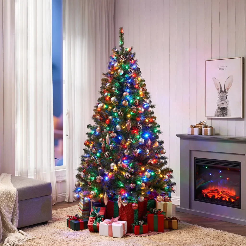 trang trí cây thông noel bằng đèn led