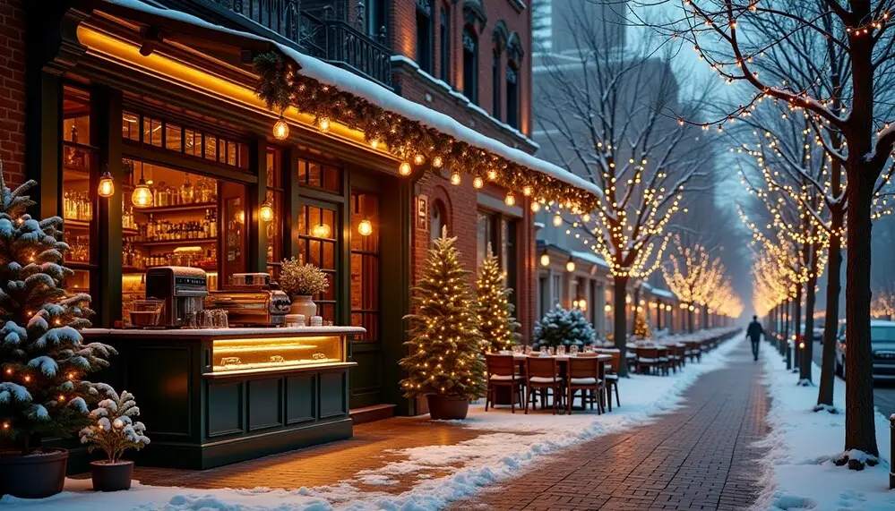 trang trí noel quán cafe bằng đèn LED