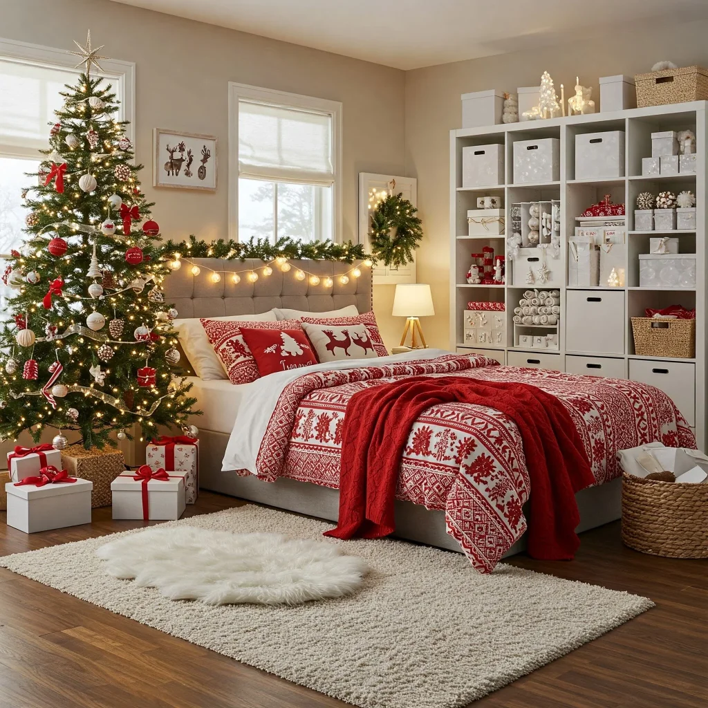 trang trí noel tại nhà ở phòng ngủ đẹp hiện đại