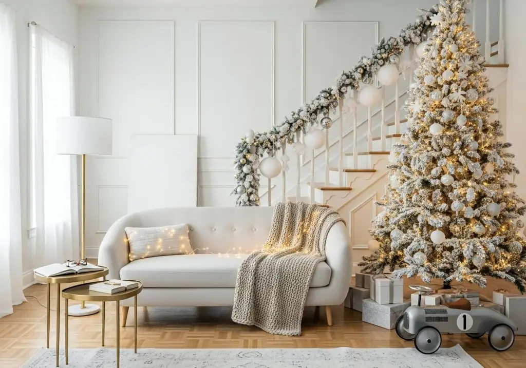 trang trí noel tại nhà tại cầu thang lung linh