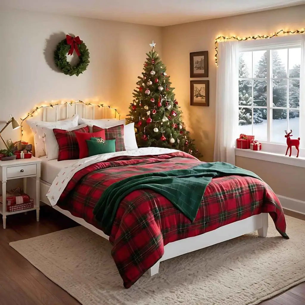 trang trí noel tại nhà ở khu vực phòng ngủ