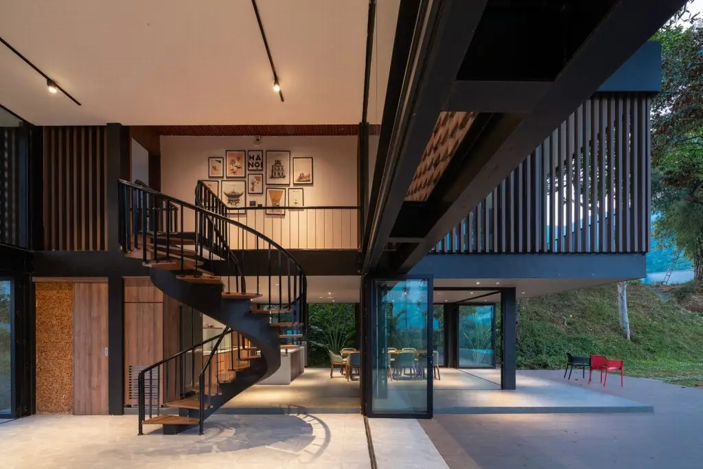 cầu thang gỗ phong cách hiện đại