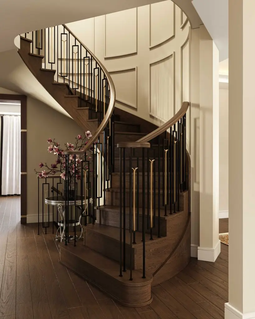 cầu thang gỗ tân cổ điển