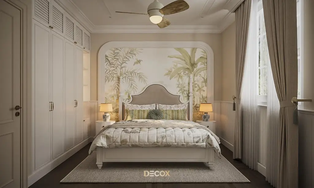 decor phong ngủ Indochine