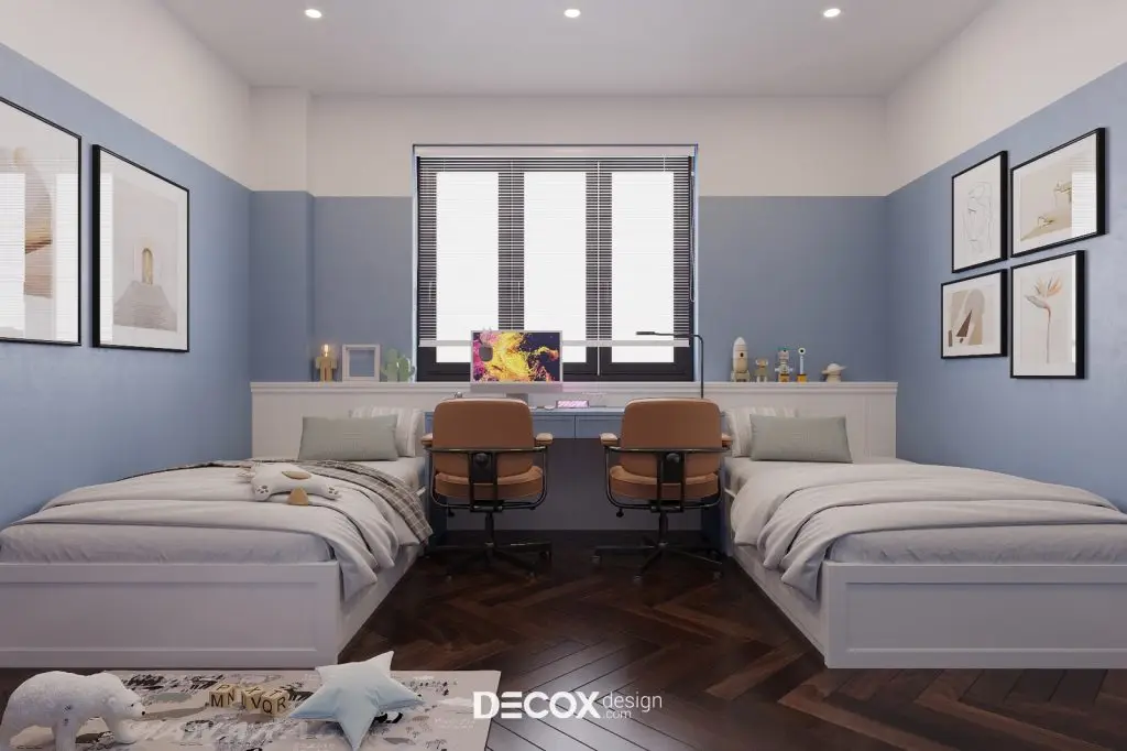 decor phong ngủ với 2 giường