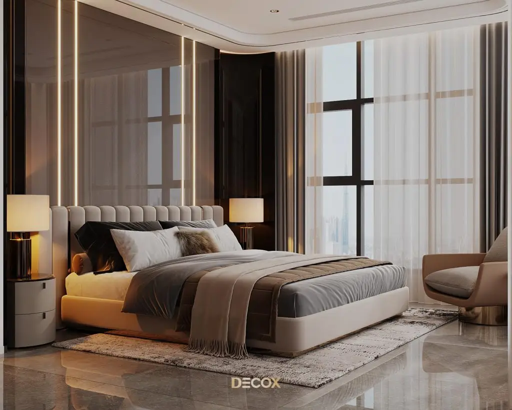 decor phong ngủ bằng đèn LED