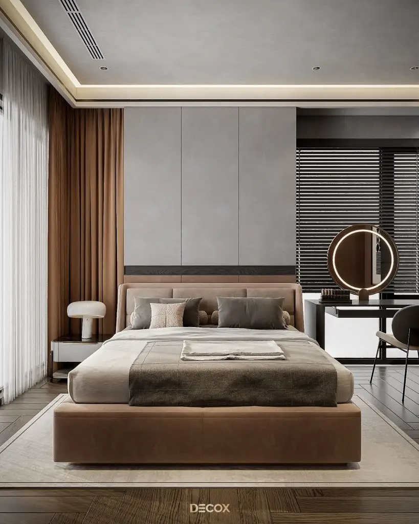 decor phong ngủ với bàn trang điểm 