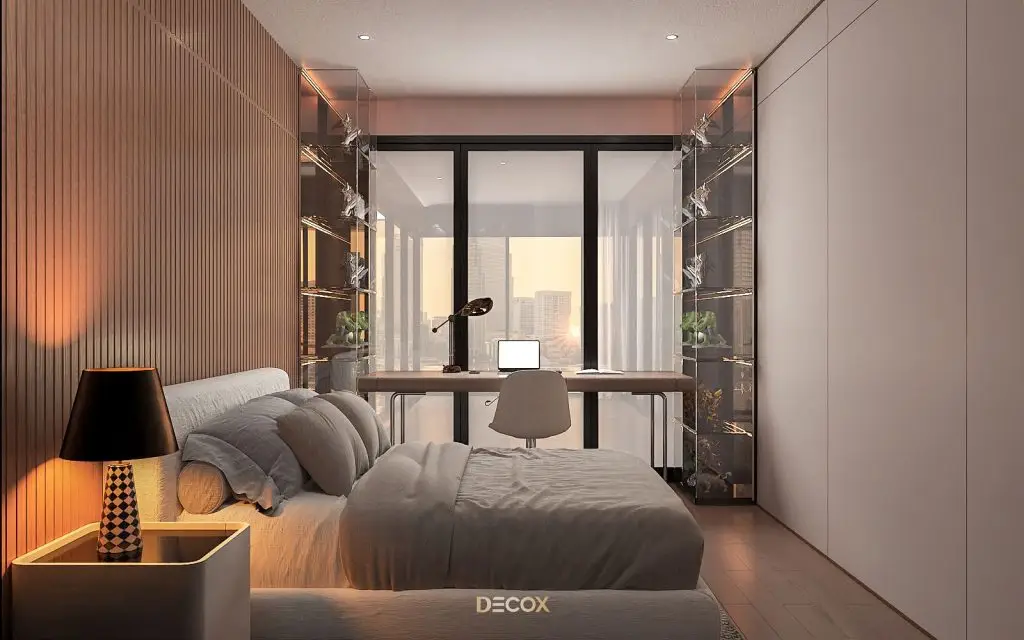 decor phong ngủ với góc làm việc yên tĩnh