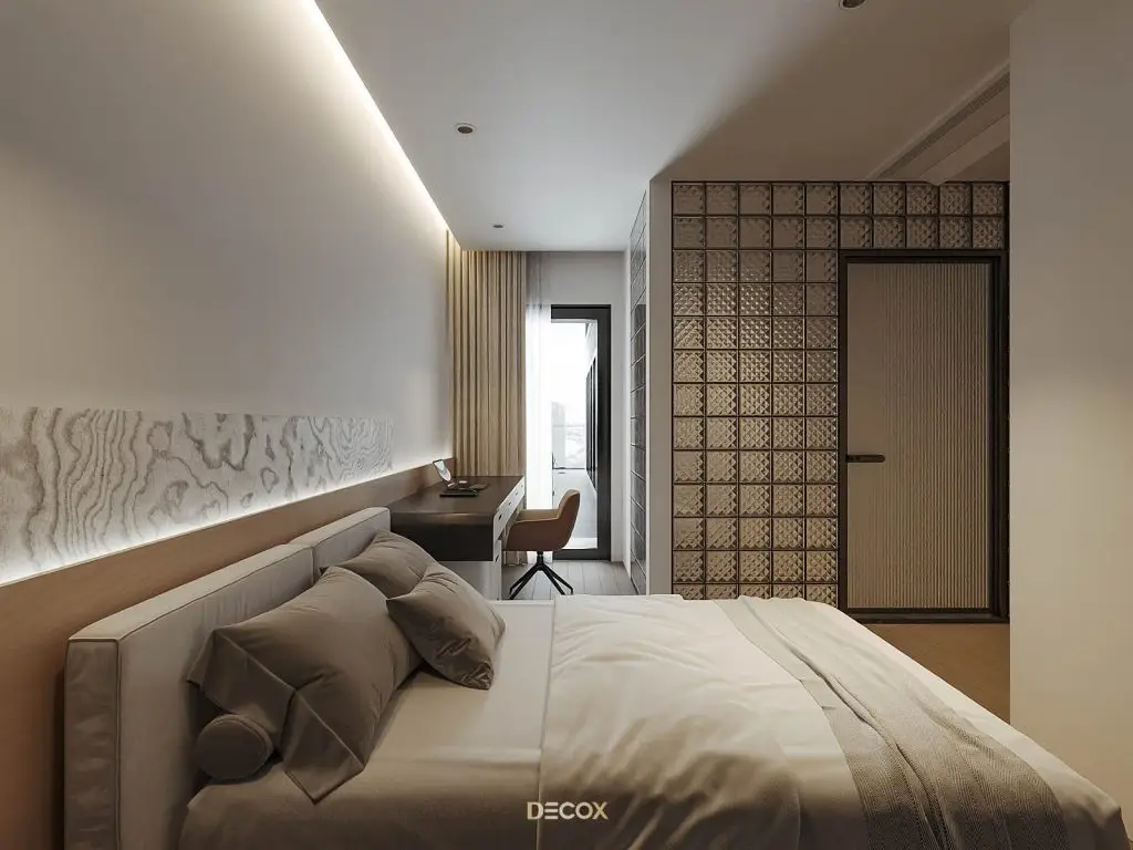 decor phong ngủ với góc làm việc