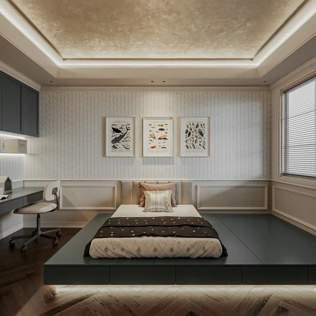 decor phong ngủ bằng tranh treo tường sinh động