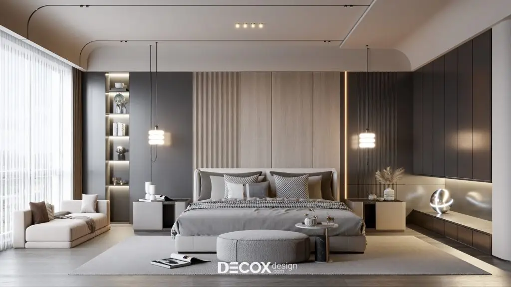 decor phong ngủ với sofa