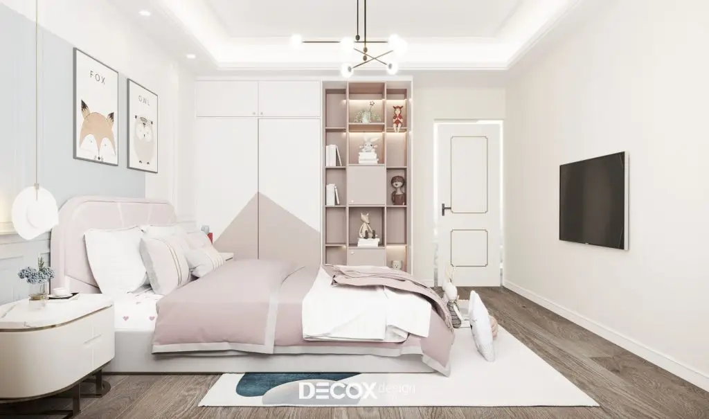decor phong ngủ với màu hồng