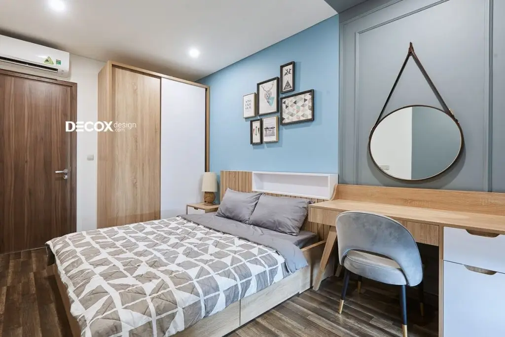 decor phong ngủ với màu xanh nhẹ nhàng