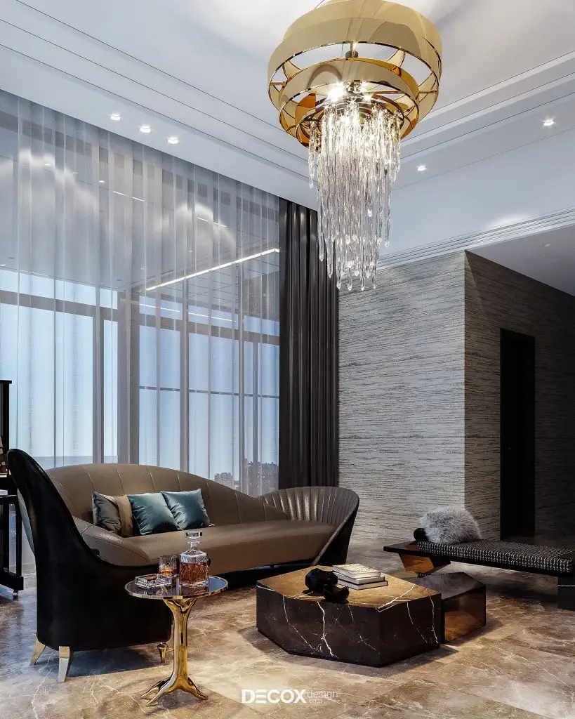 gạch lát nền phòng khách vân đá độc đáo