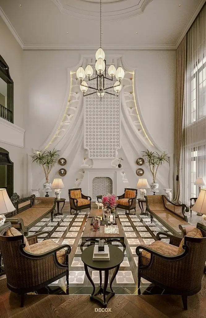 gạch lát nền phòng khách tân cổ điển