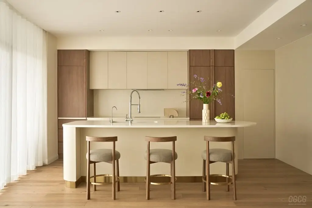 Hệ tủ bếp chữ I bằng gỗ MDF