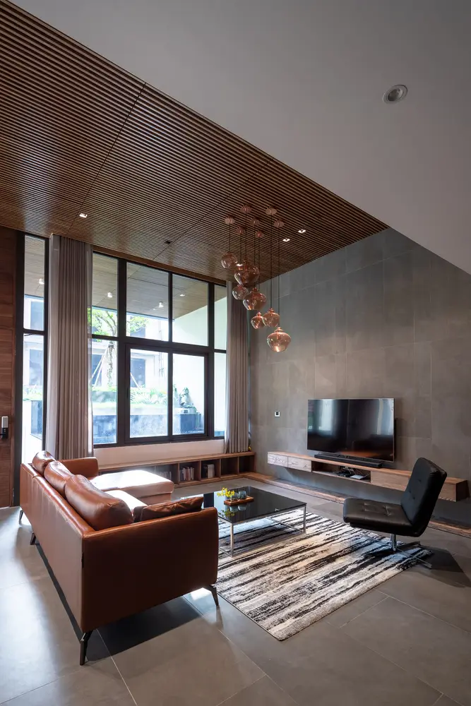 phối màu gạch ốp tường phòng khách cho mệnh Kim