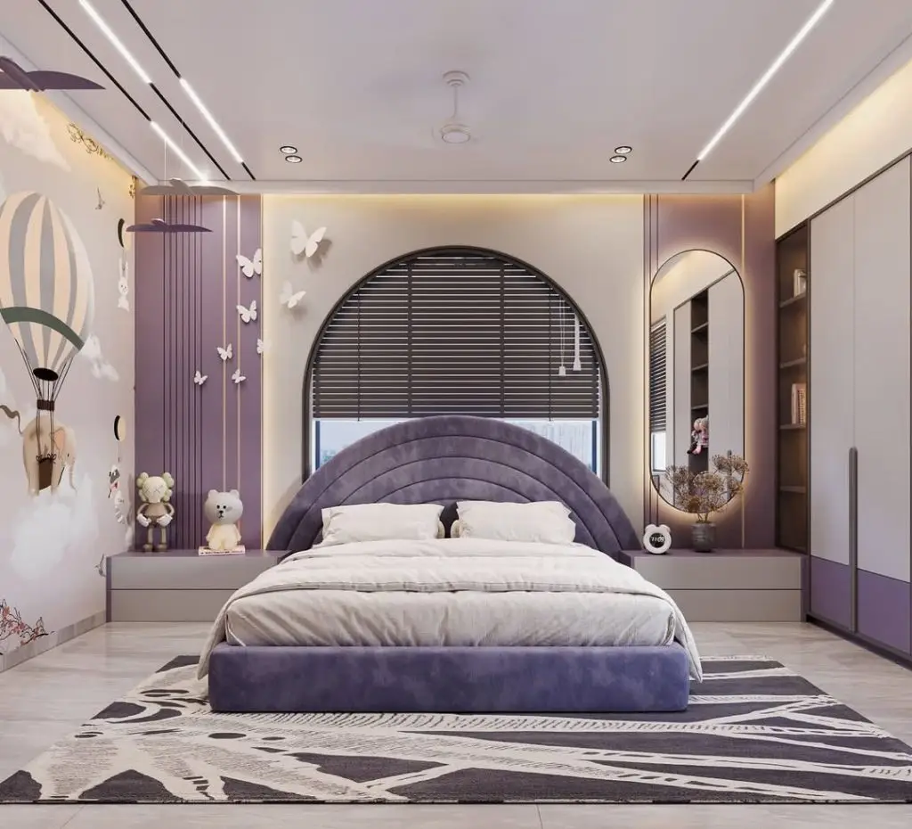 phòng ngủ đẹp cho nữ với tông màu tím