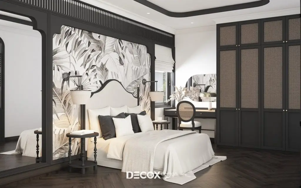 phòng ngủ đẹp cho nữ dùng bàn trang điểm đơn giản