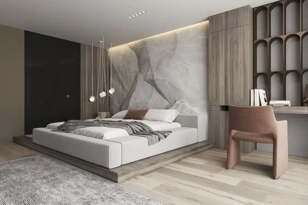 phòng ngủ đẹp cho nữ sử dụng đèn thả độc đáo