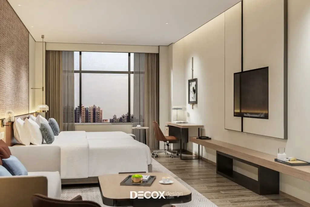 phòng ngủ đẹp cho nữ trang trí với rèm cửa 2 lớp