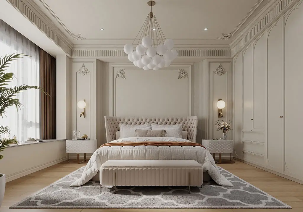 phòng ngủ đẹp cho nữ phong cách tân cổ điển