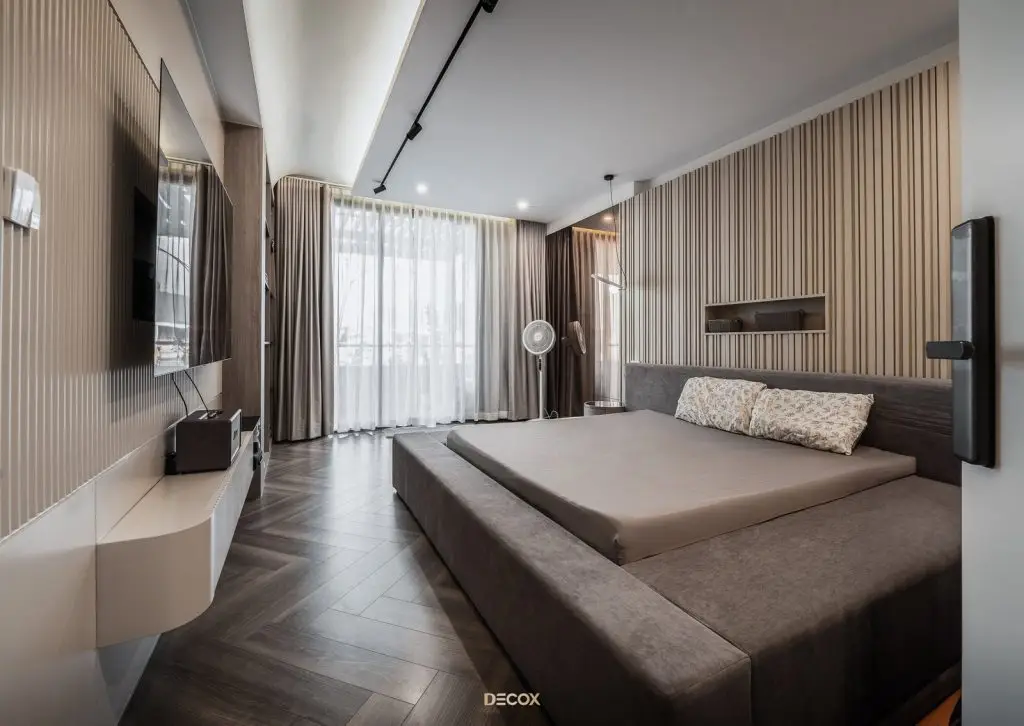 phòng ngủ master là gì - kệ tivi treo tường