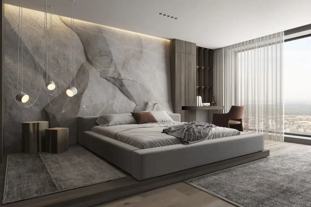 phong thuỷ phòng ngủ - sử dụng rèm hạn chế cửa số chiếu vào đầu giường