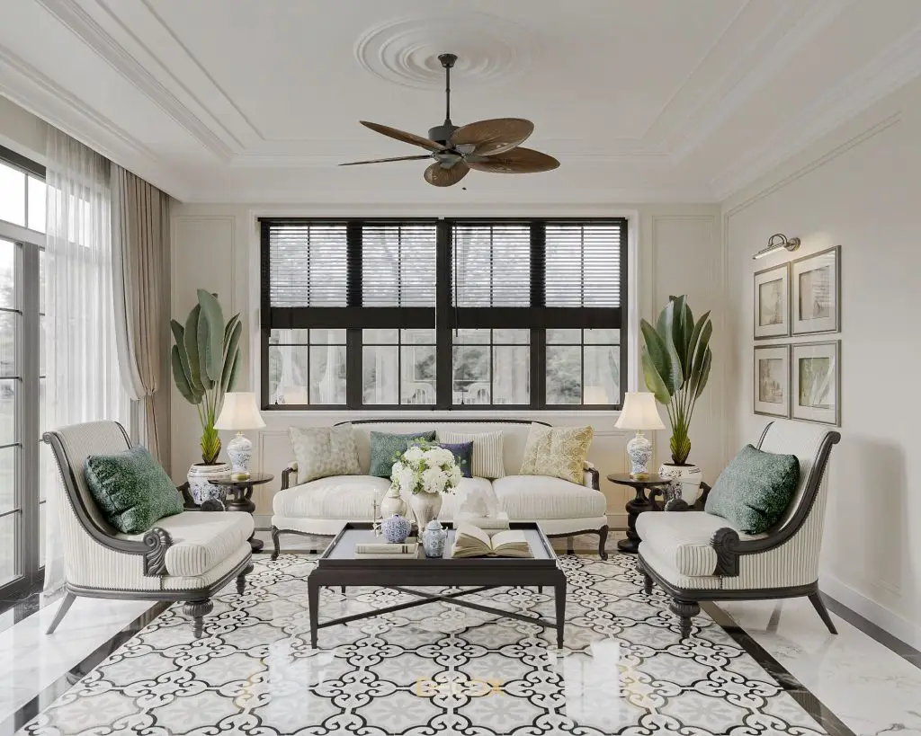 thiết kế nội thất biệt thự phong cách Indochine