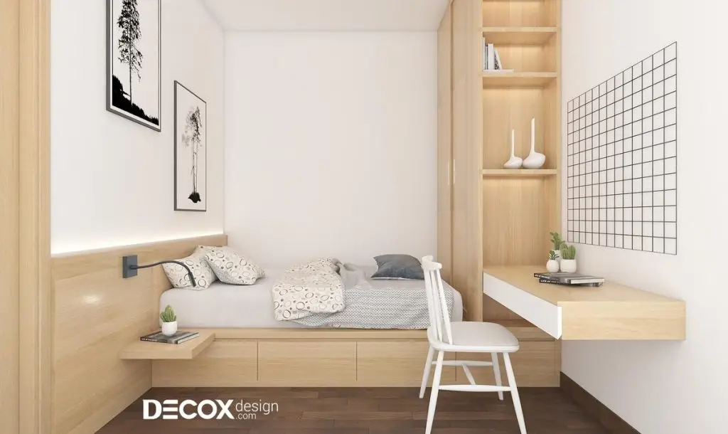 thiết kế nội thất chung cư 45m2 có phòng ngủ phụ