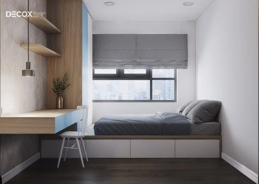 thiết kế nội thất chung cư 80m2 cho phòng ngủ phụ 2