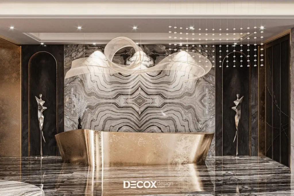 thiết kế nội thất khách sạn cho quầy lễ tân sang trọng