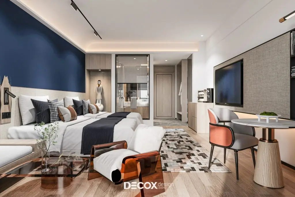 thiết kế nội thất khách sạn cho phòng ngủ tiện nghi