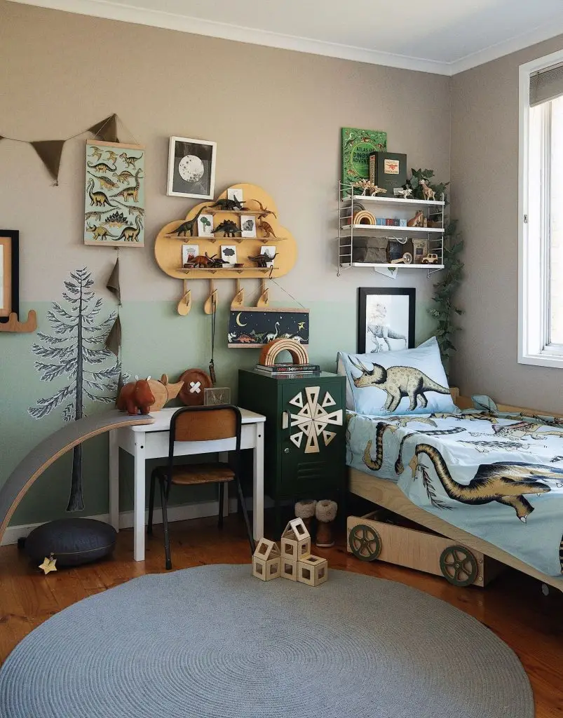 thiết kế phòng ngủ cho bé trai decor khủng long