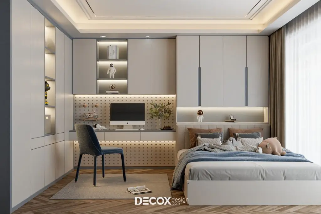 thiết kế phòng ngủ cho bé trai tối giản