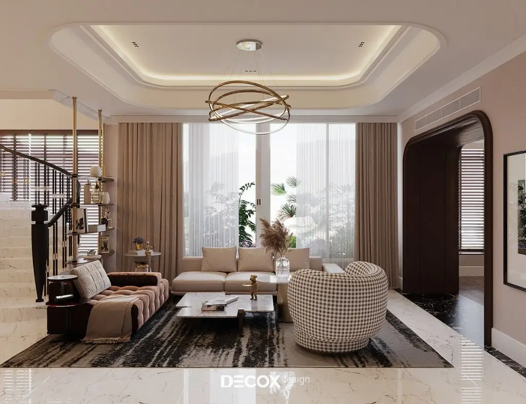 trần thạch cao phòng khách rộng