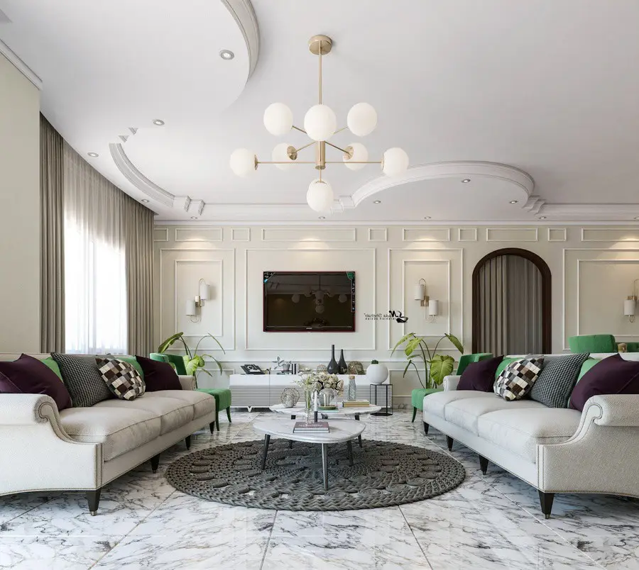 trần thạch cao phòng khách nổi