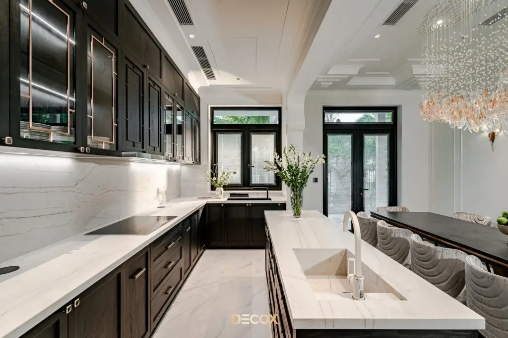 tủ bếp đẹp phong cách tân cổ điển