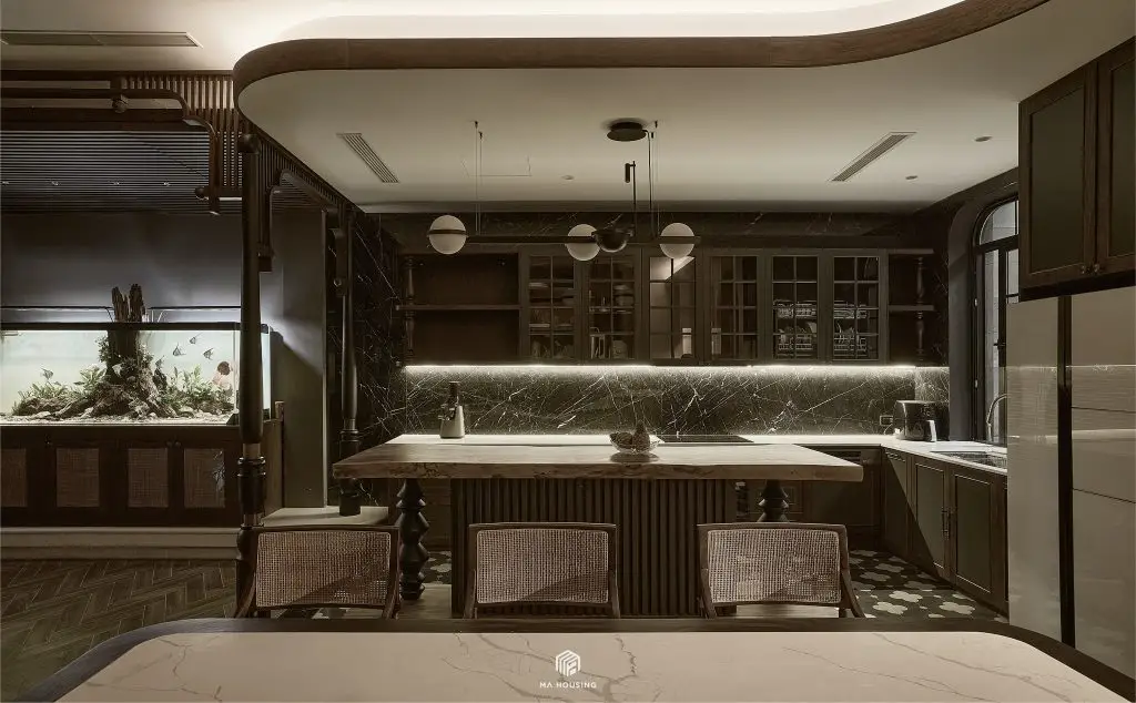 tủ bếp đẹp phong cách indochine