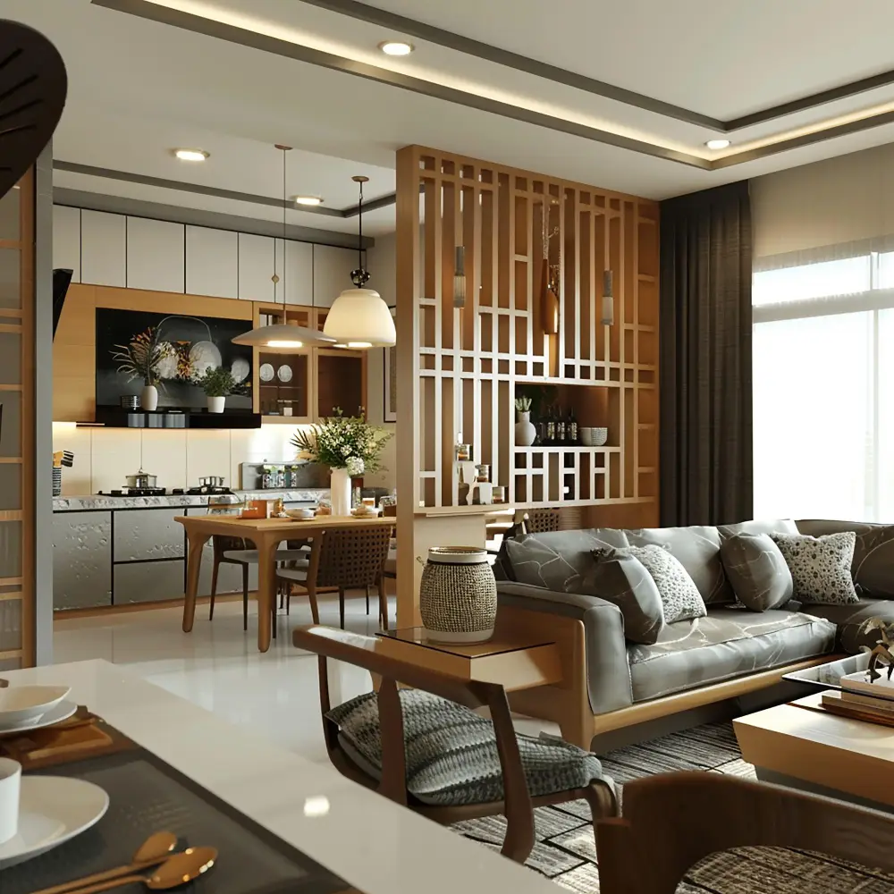 vách ngăn phòng khách và bếp đẹp