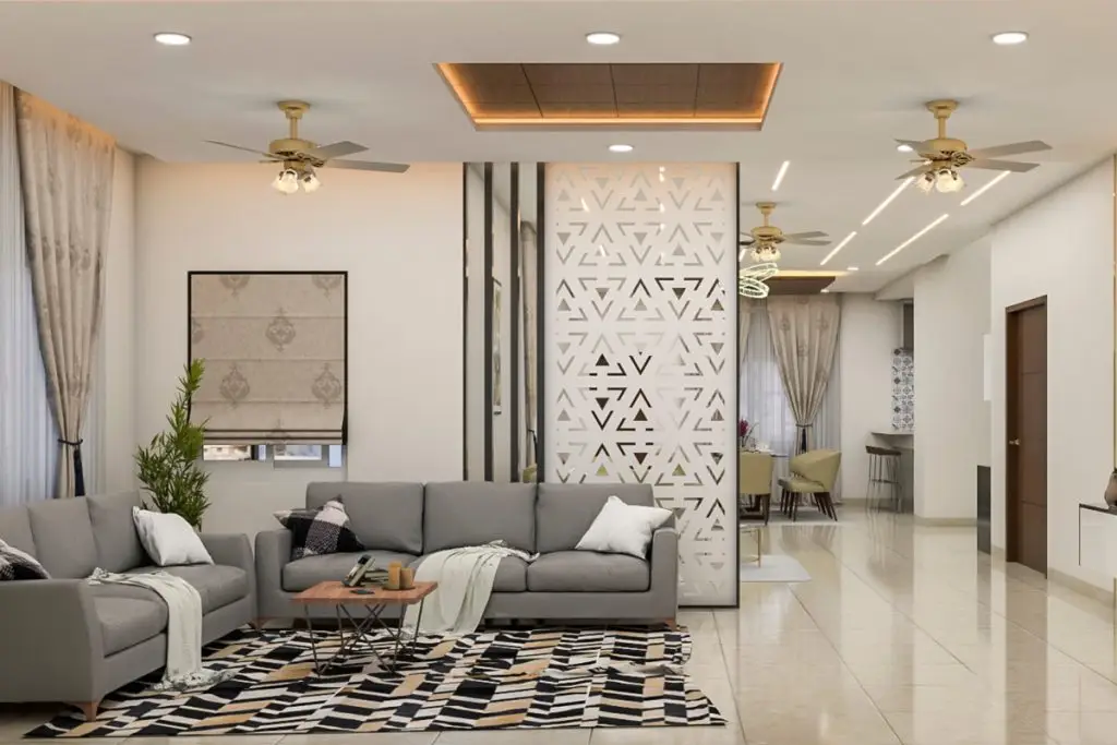 vách ngăn phòng khách và bếp bằng nhựa CNC