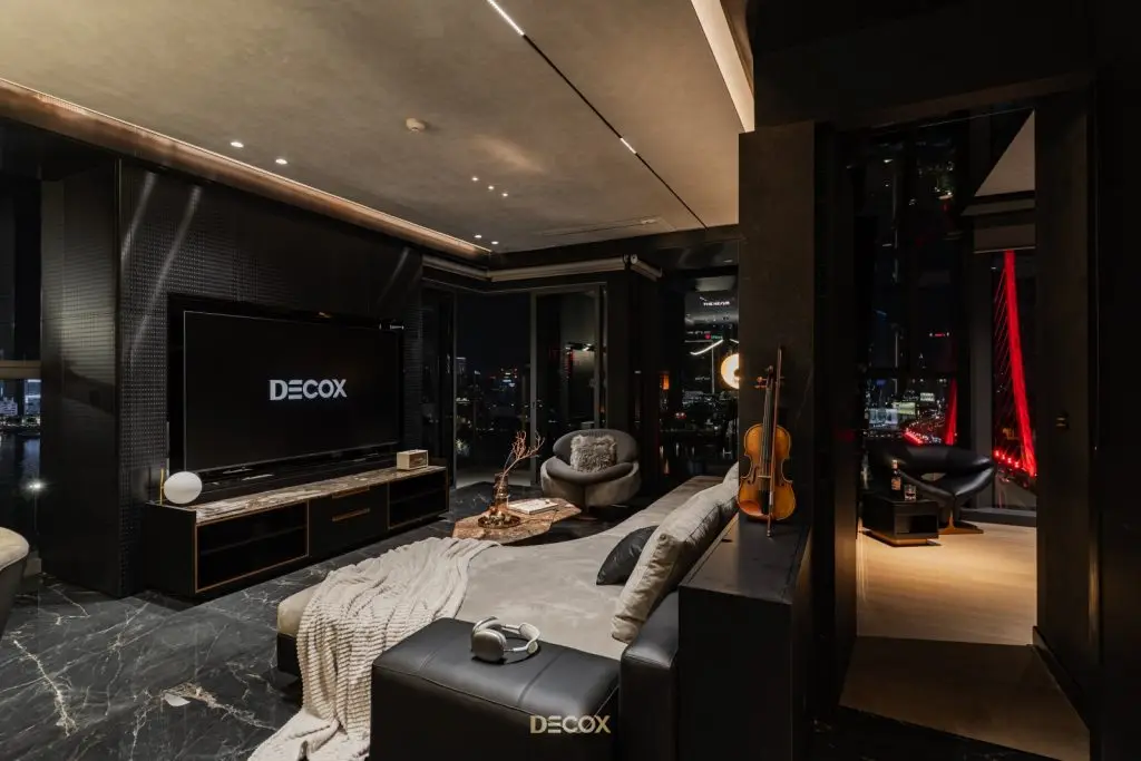 vách tivi phòng khách kết hợp kệ tivi