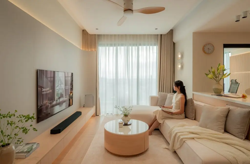 bàn sofa mặt đá kết hợp chân gỗ