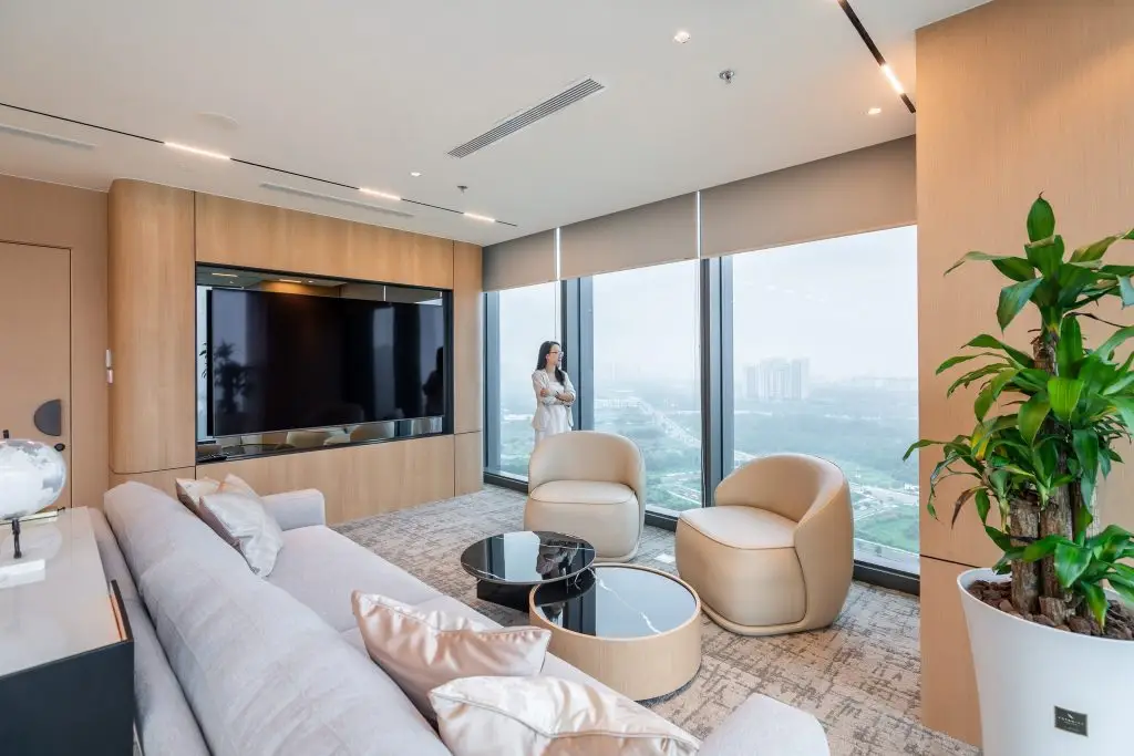 bàn sofa mặt đá tròn 2 tầng