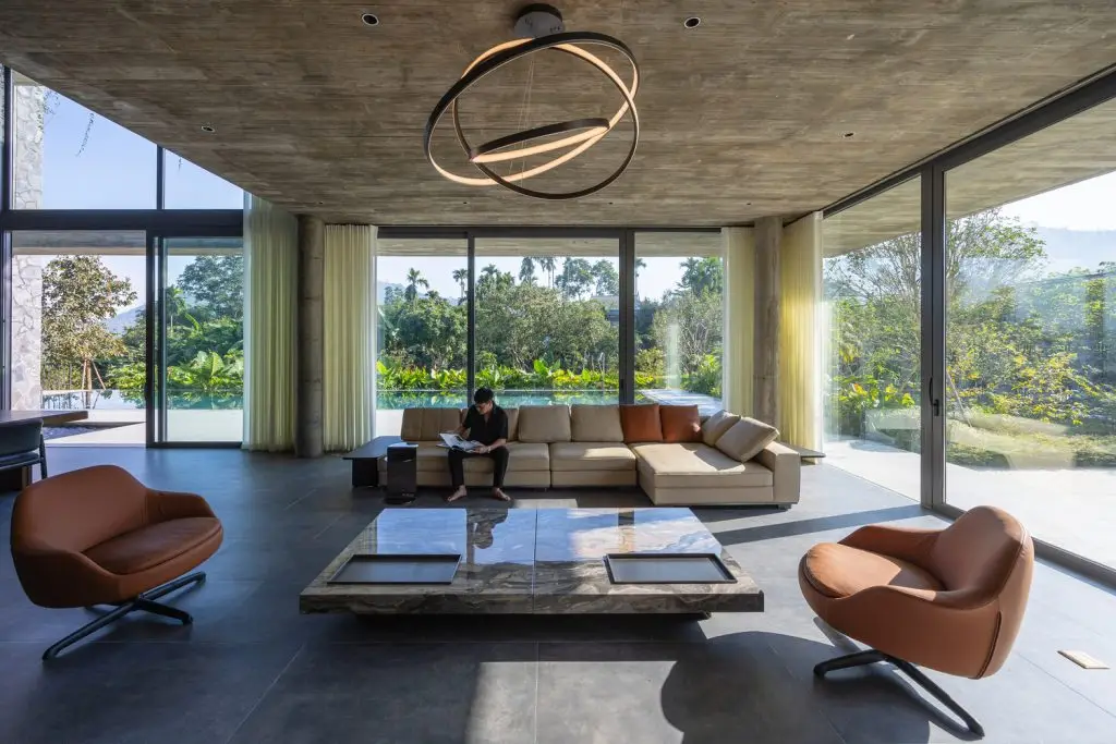 bàn sofa mặt đá hình chữ nhật chân gỗ