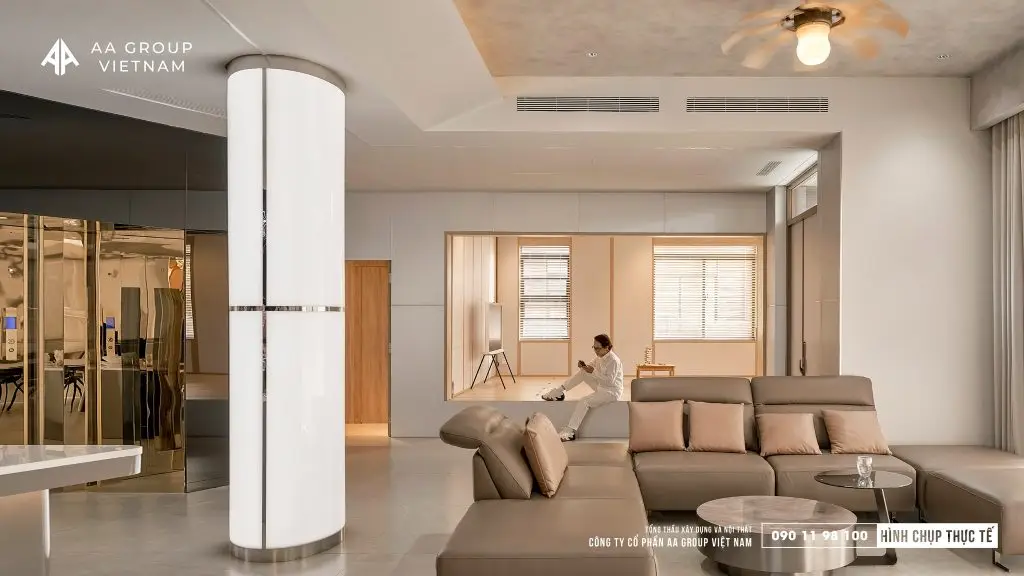 bàn sofa mặt đá tròn 2 tầng độc đáo