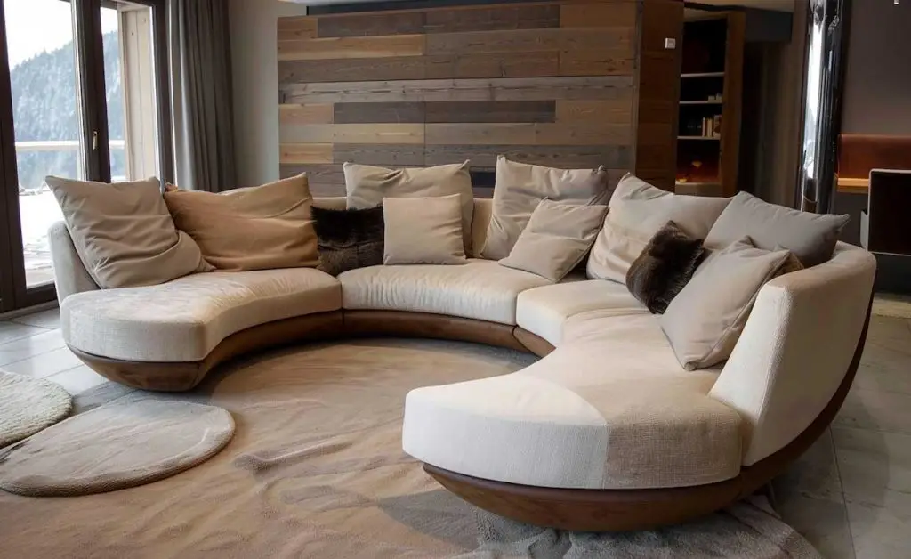 sofa gỗ óc chó kiểu chữ U độc đáo