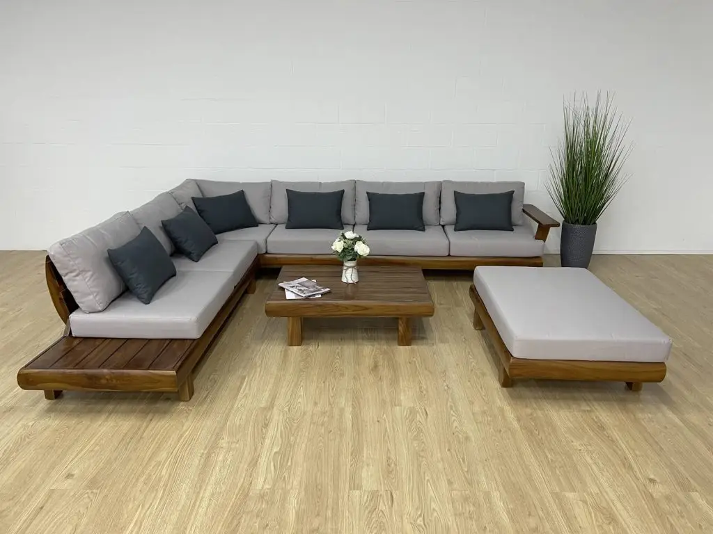 sofa gỗ óc chó chữ U